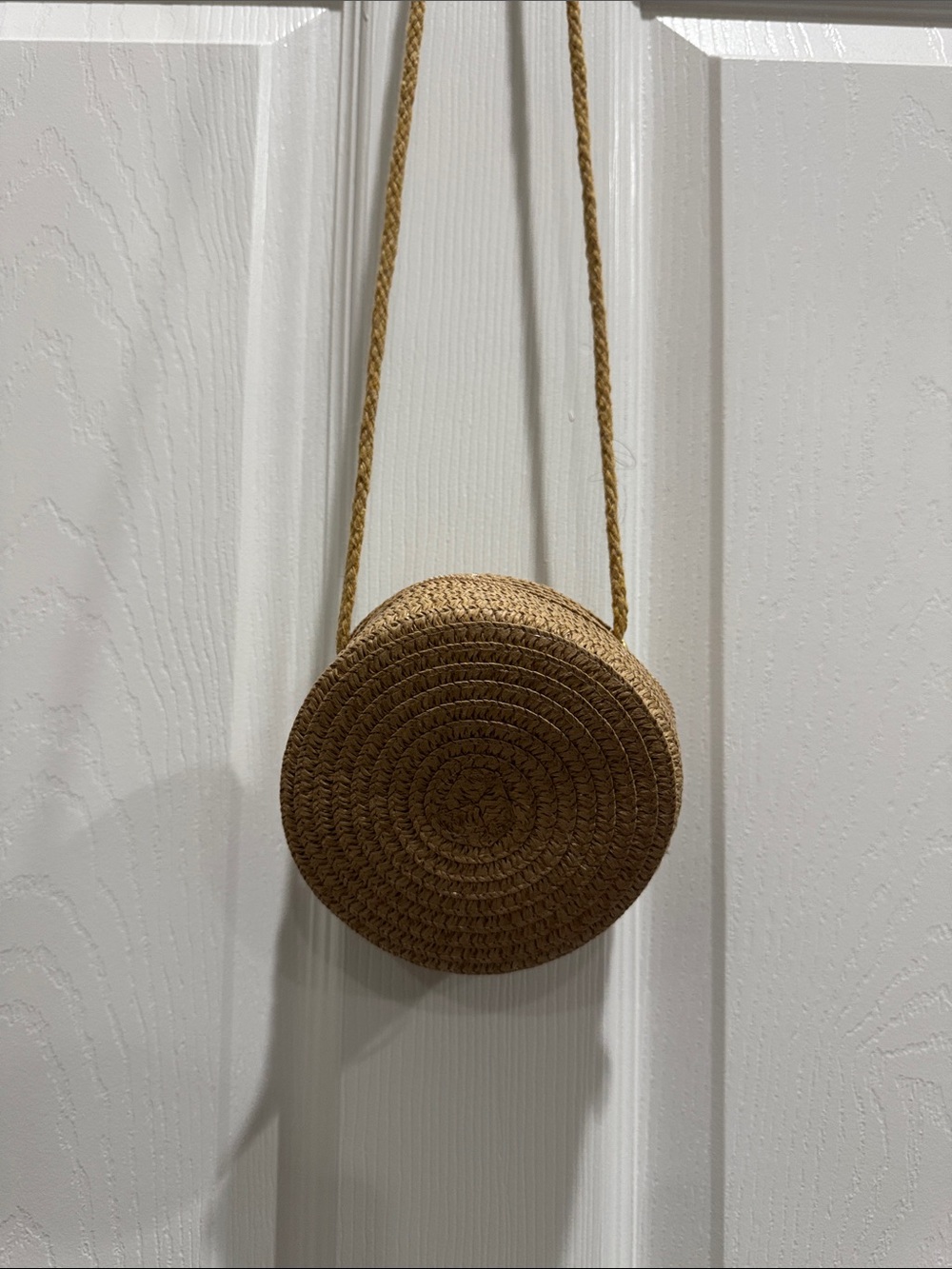 Woven Round Crossbody Bag - Brown